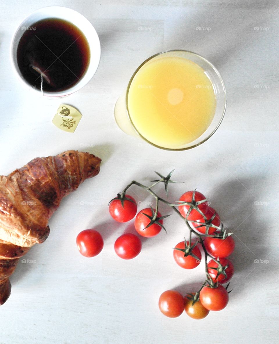 High angle view of breakfast