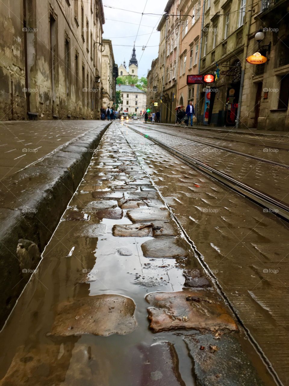 Rainy city of Lviv 