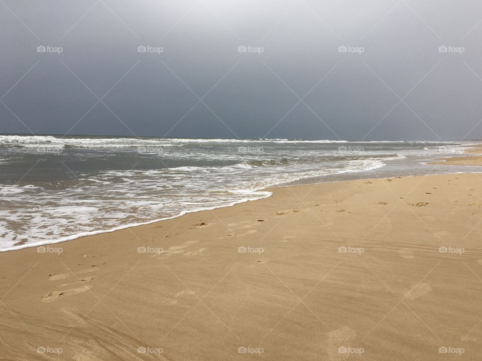 Wide beach before the rain