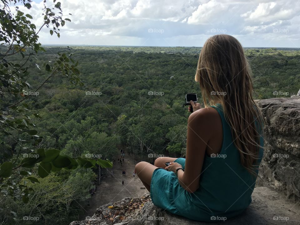 On the top of Mayan pirámide 