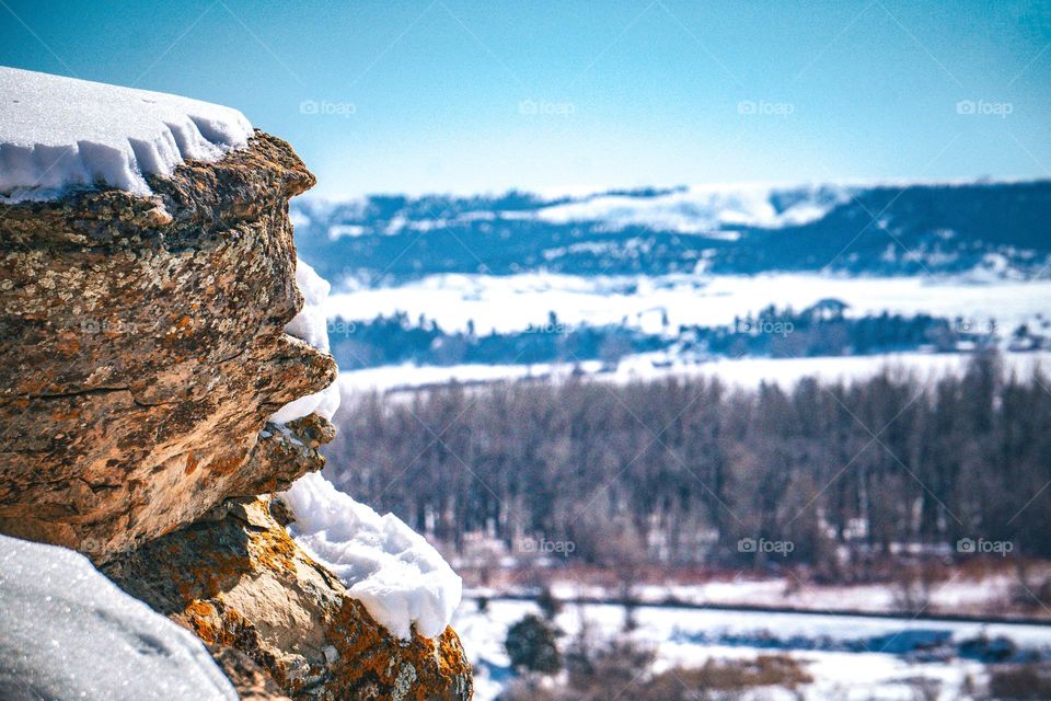 Rocky macro with mountain