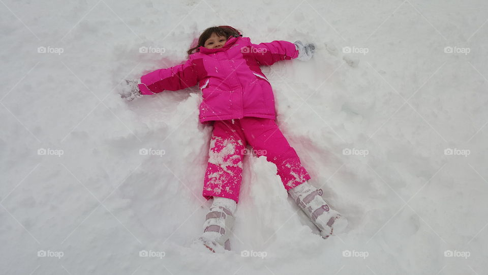 snow angels in pink