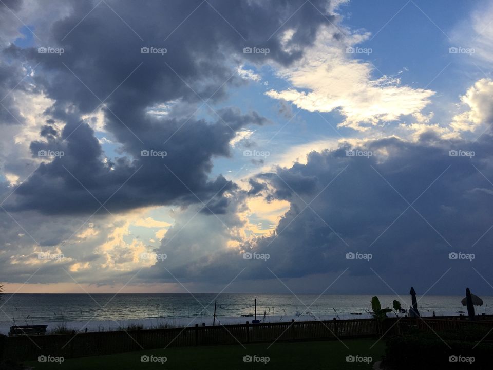 Storm clouds over sea