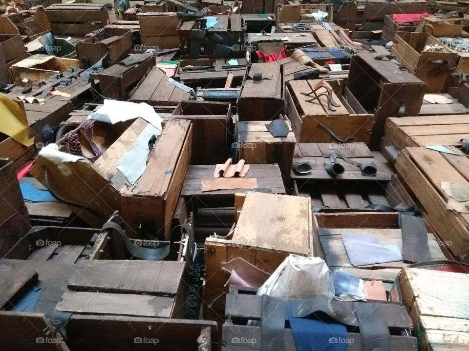 Poverty. Old items on pallets.