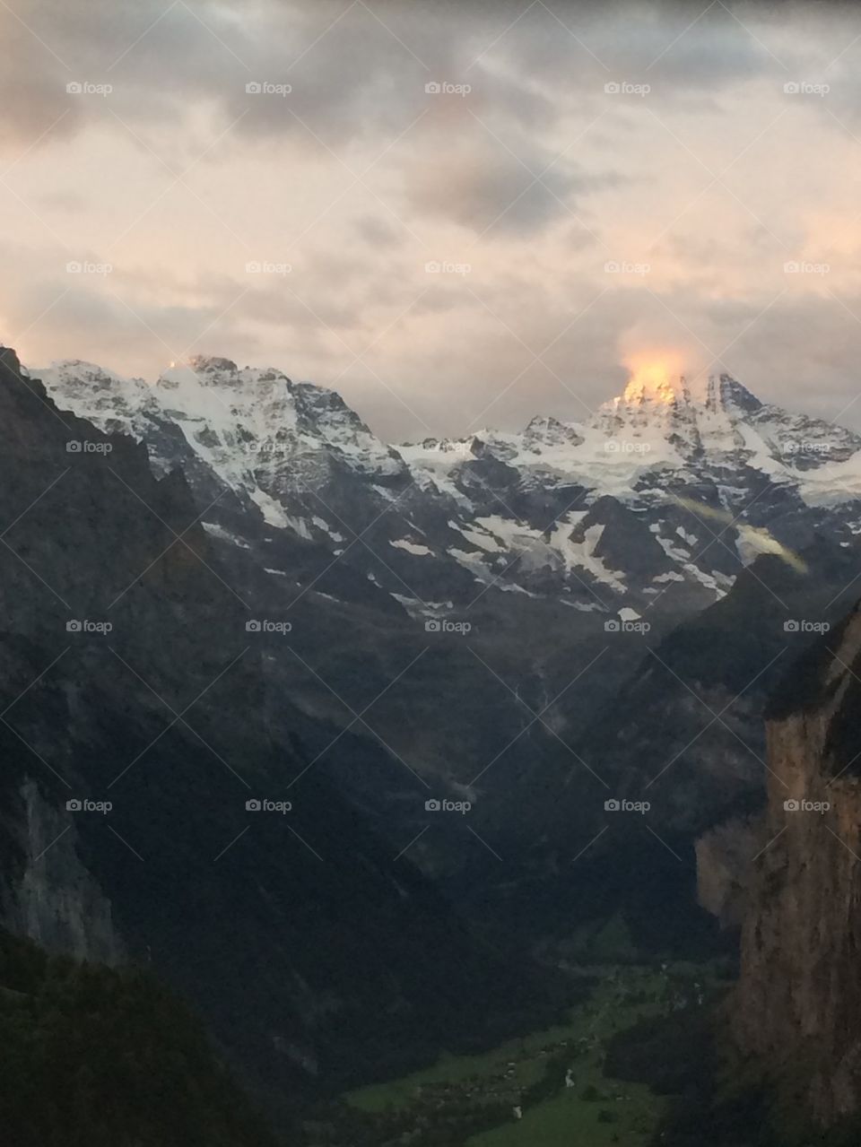 Jungfrau peak at sunrise 
