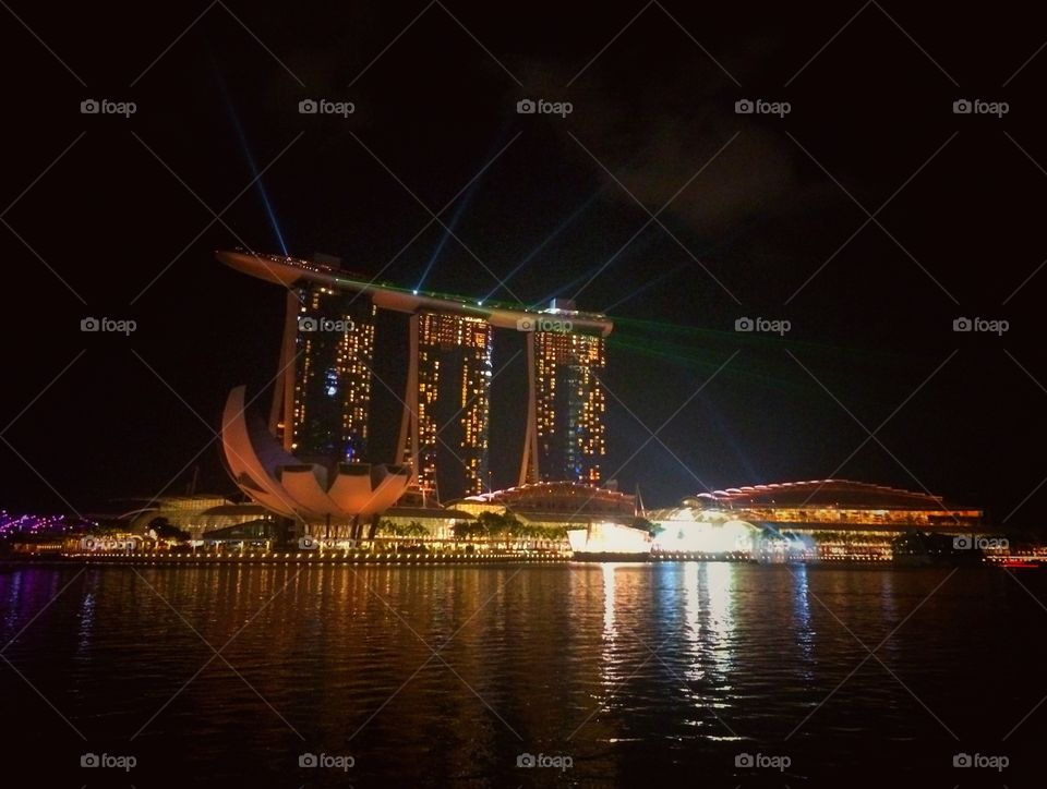 Lasers show at Marina bay of Singapore 