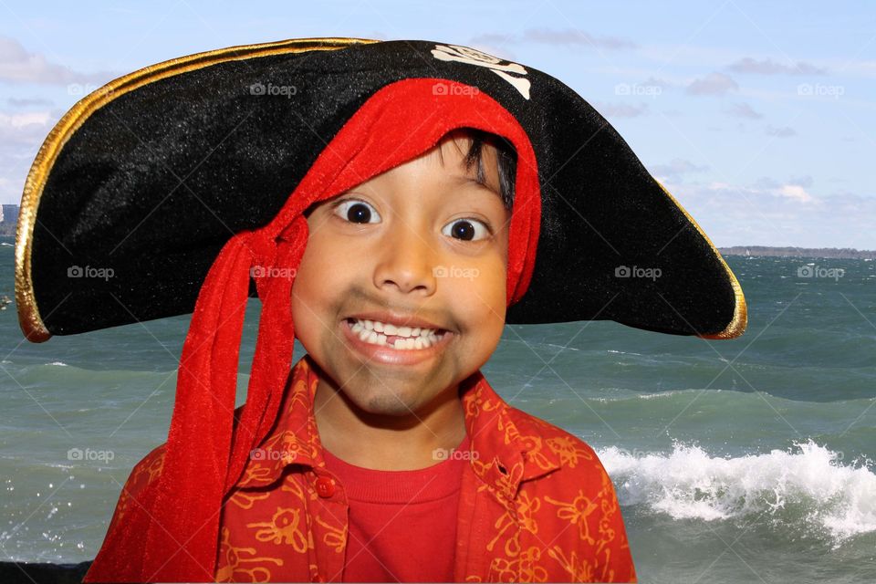 Portrait of a funny little pirate