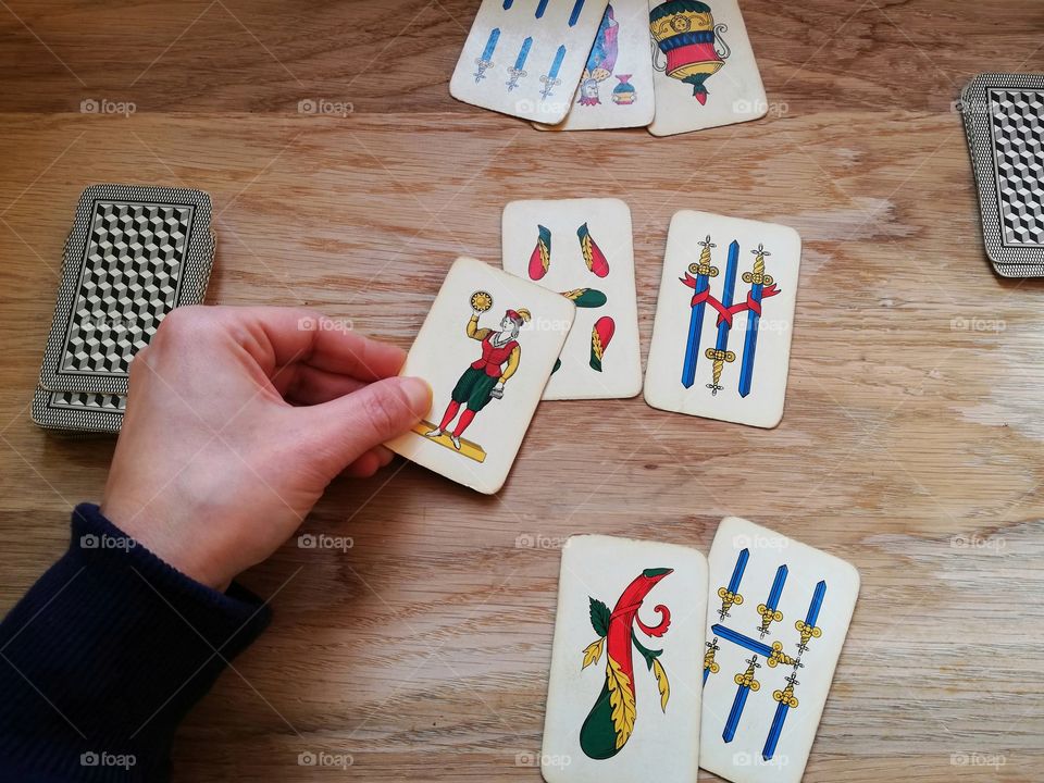 Playing cards on winter days