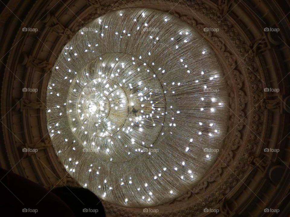 Low angle view of a illuminated chandelier