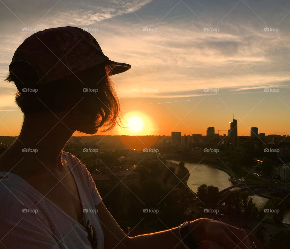 Sunset in Vilnius from above 