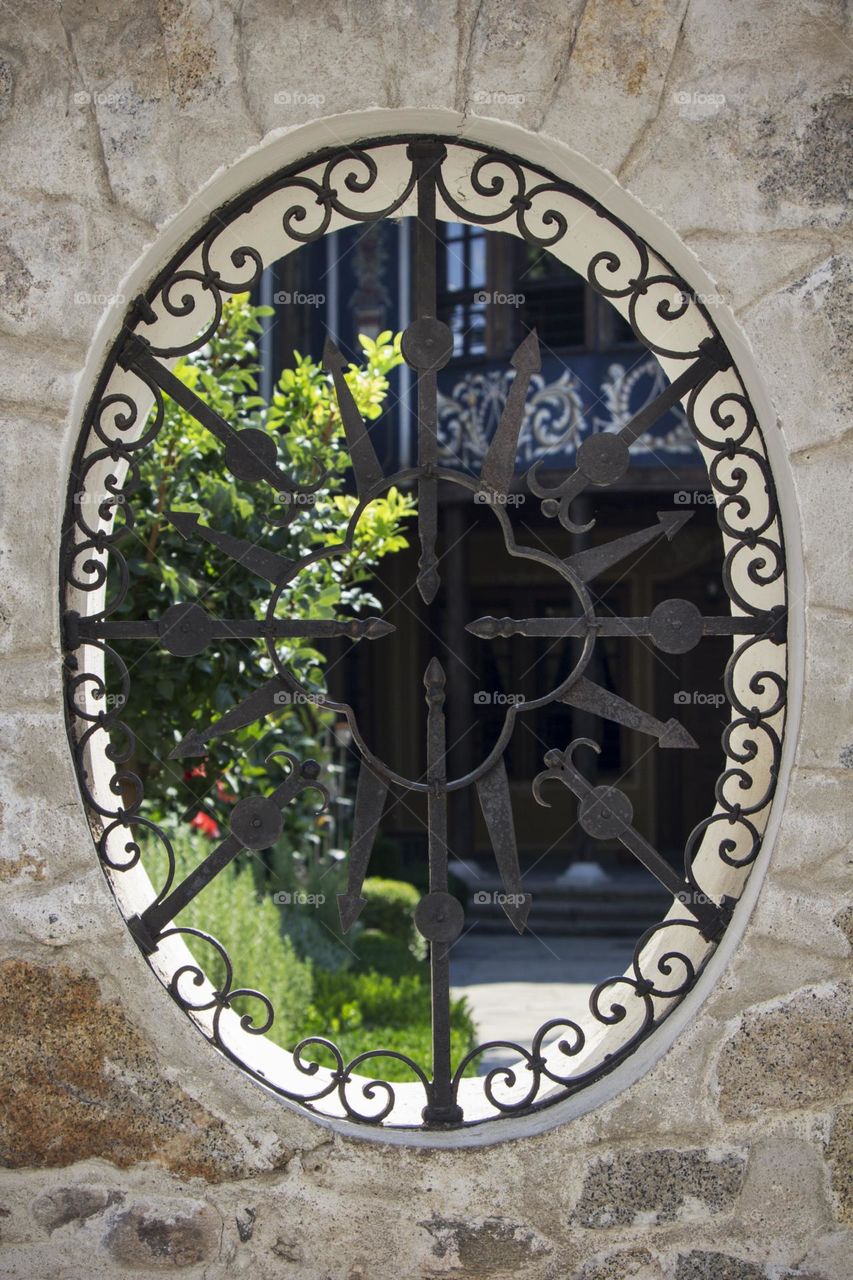 Backyard wall  round window