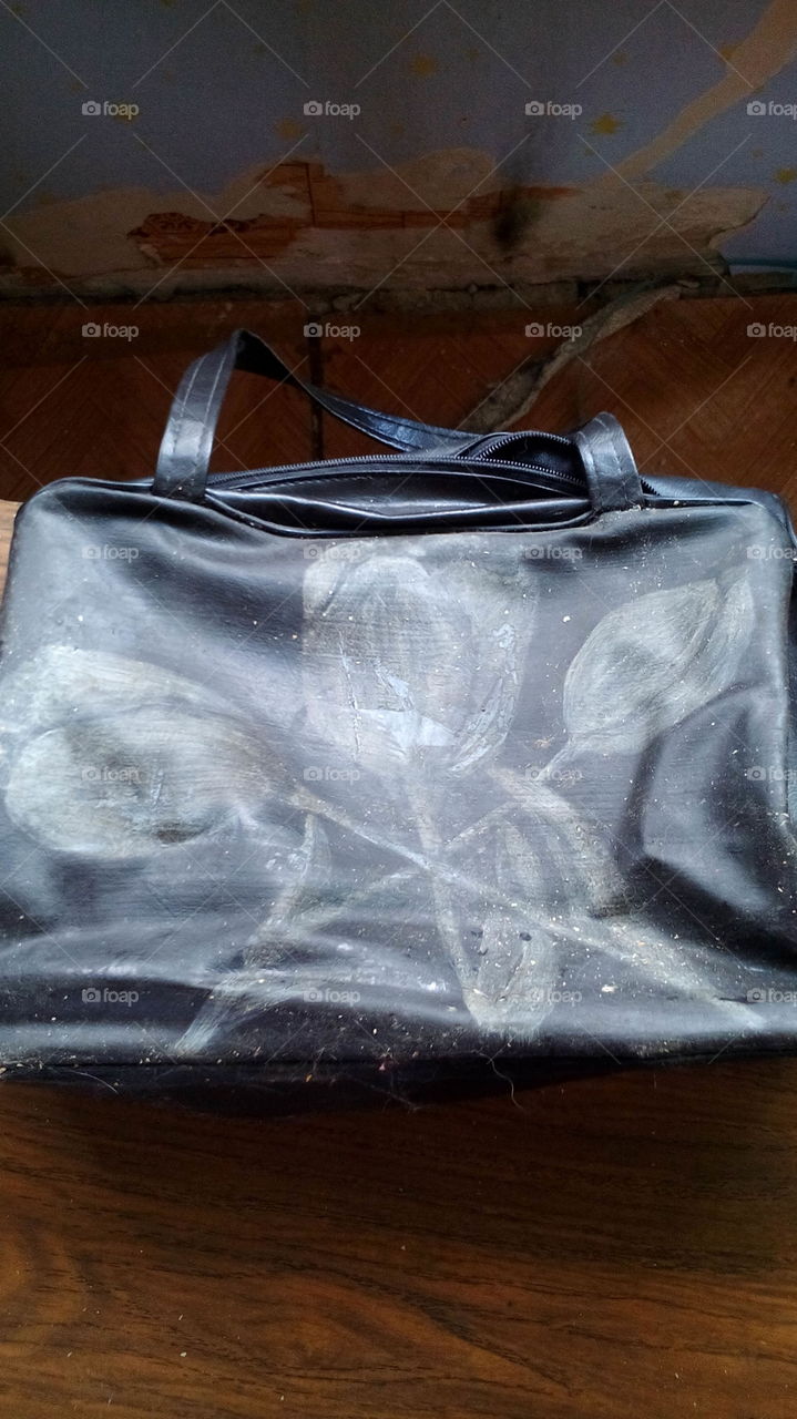Handmade painting on the bag