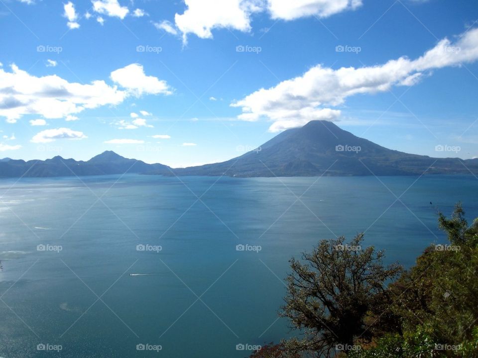 Scenic view of atitlan lake