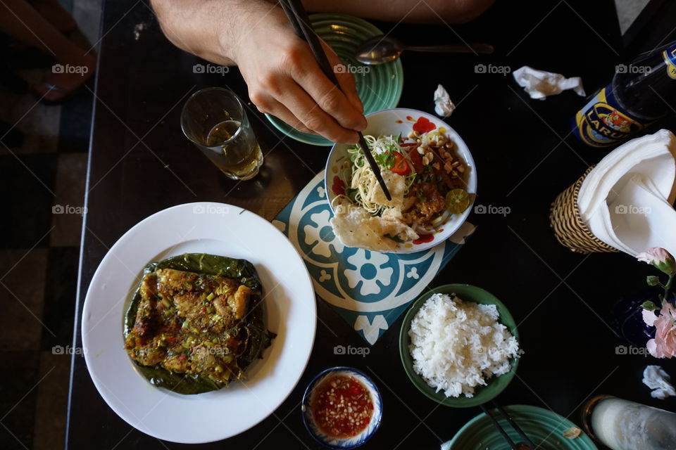 Vietnamese food, flat lay