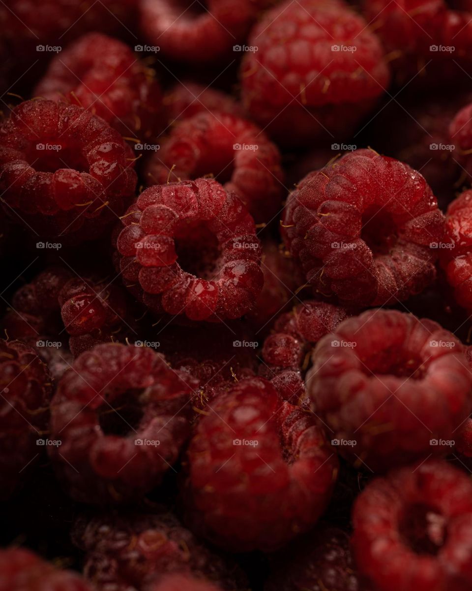 red raspberry close up shot