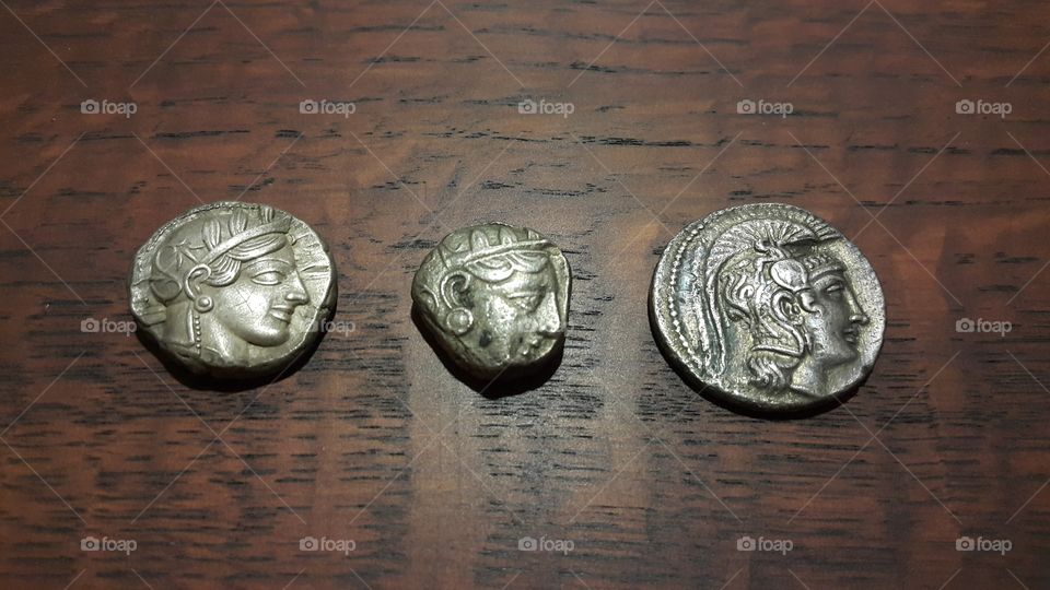 "Ancient Greek Coins"
Old Style Tetradrachm, 449 - 413 B.C.,Athens
Eye-in-Profile Style Pi Type Tetradrachm, 347 - 294 B.C., Athens
New Style Tetradrachm, 132-131 B.C., Athens