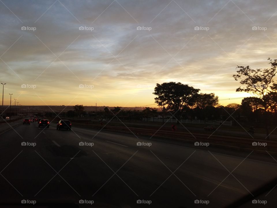 Road, Sunset, Street, Landscape, Dawn