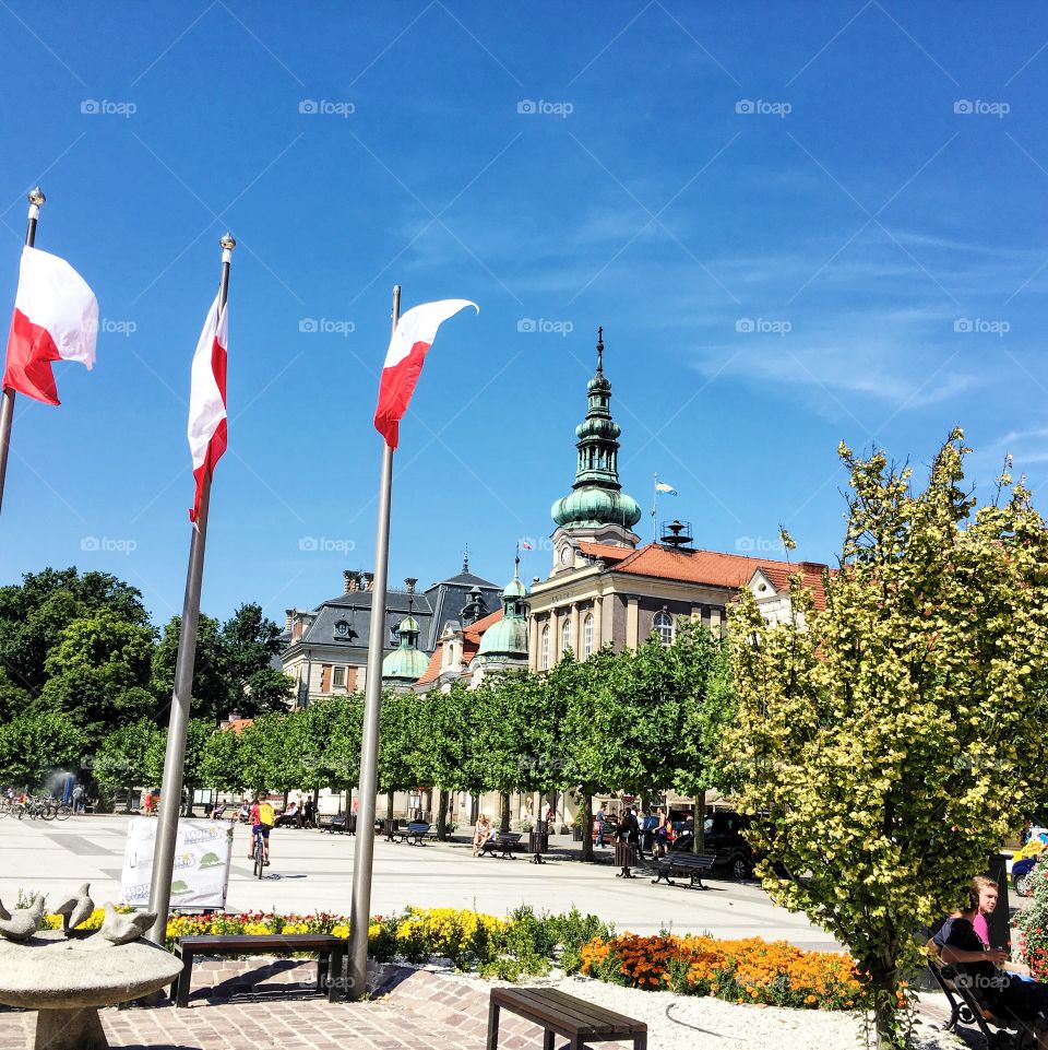 Main square in Pszczyna, Poland.