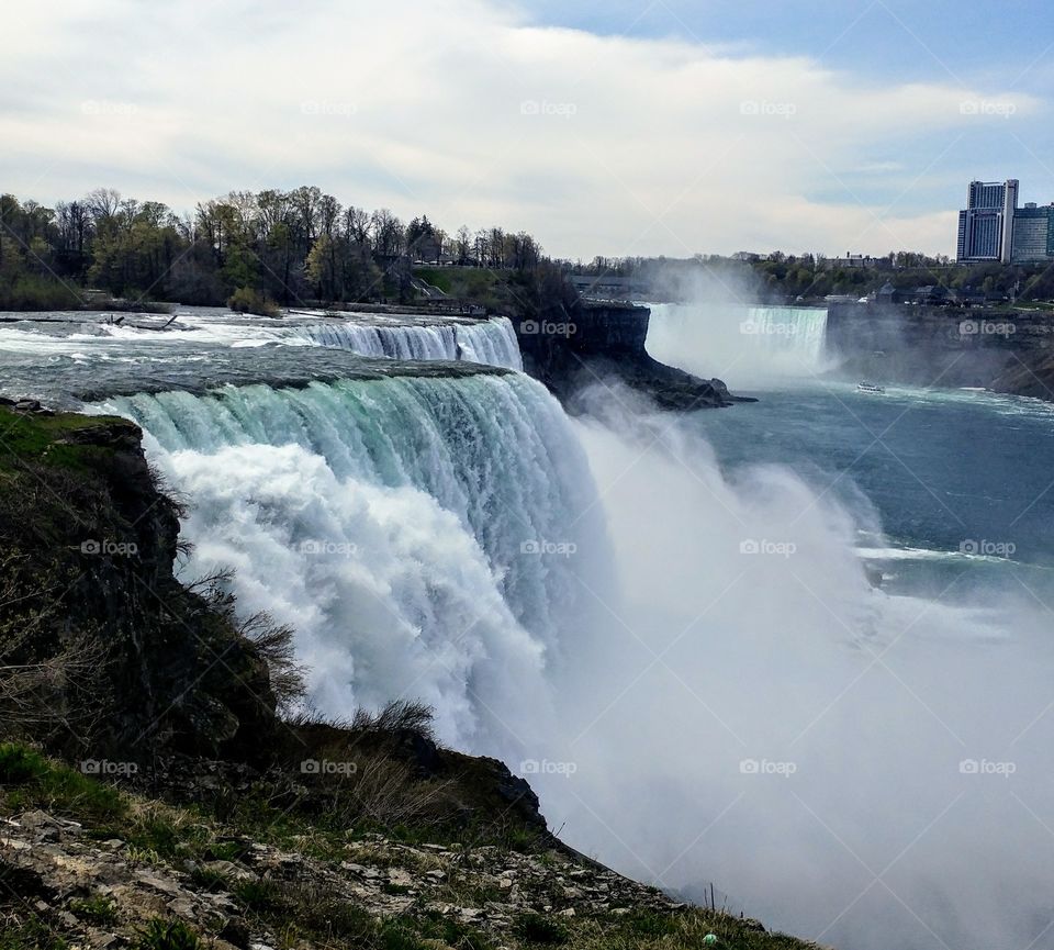 Scenic view of waterfall