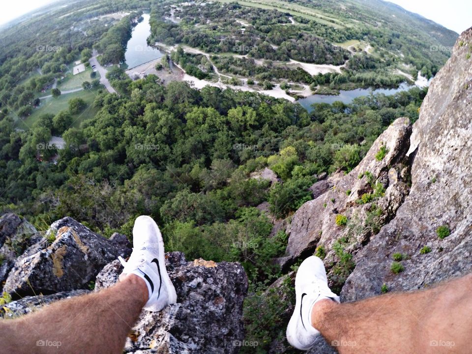 Hangin feet off a cliff at Garner State Park