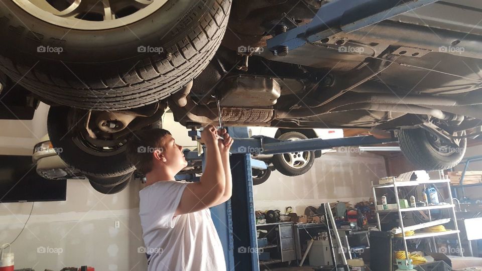 torquing the nuts for the transmission