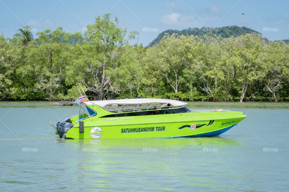 Colorful speed boat at LiPe Thailand