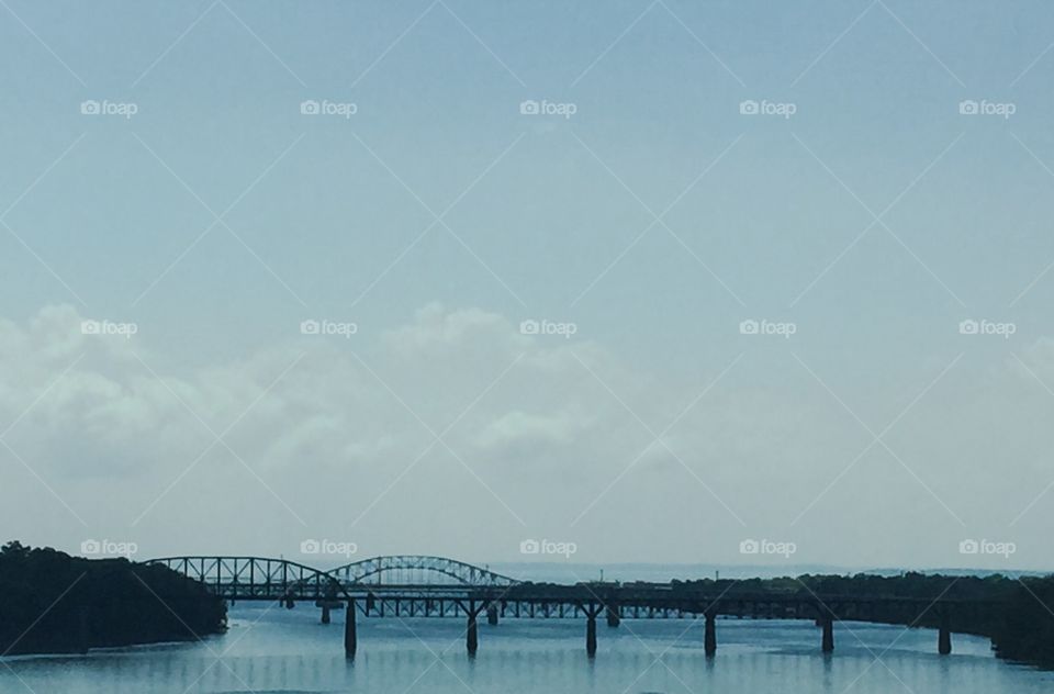 Bridges over calm water