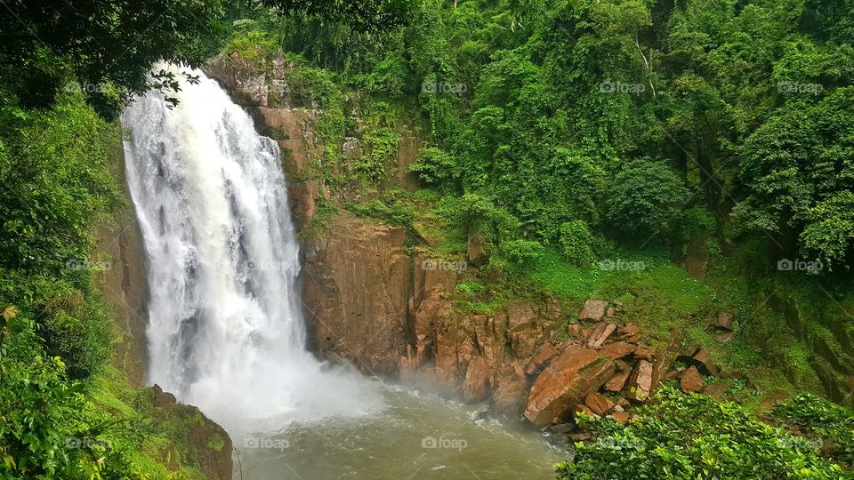 beautiful waterfall in deep forest