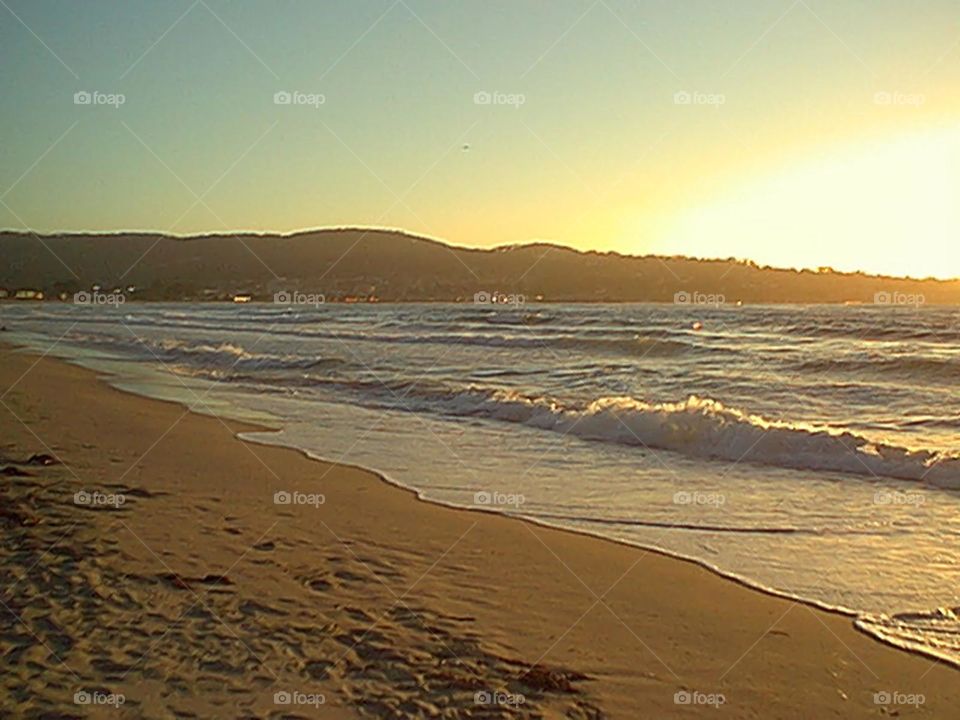 Sunset at the beach at Monterey,CA