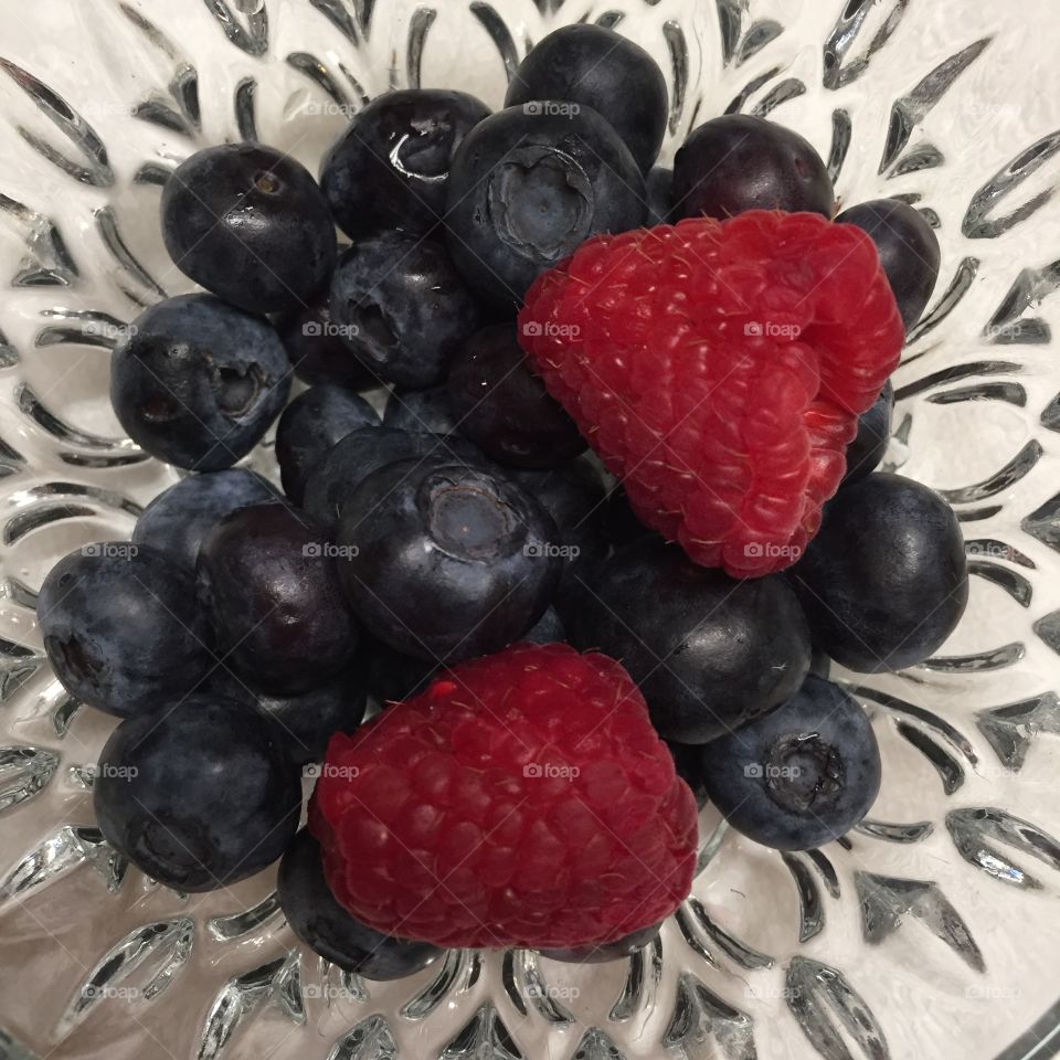 Raspberries and blueberries 