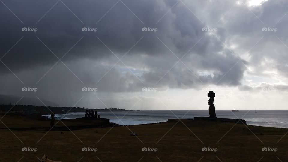 Statue in the storm