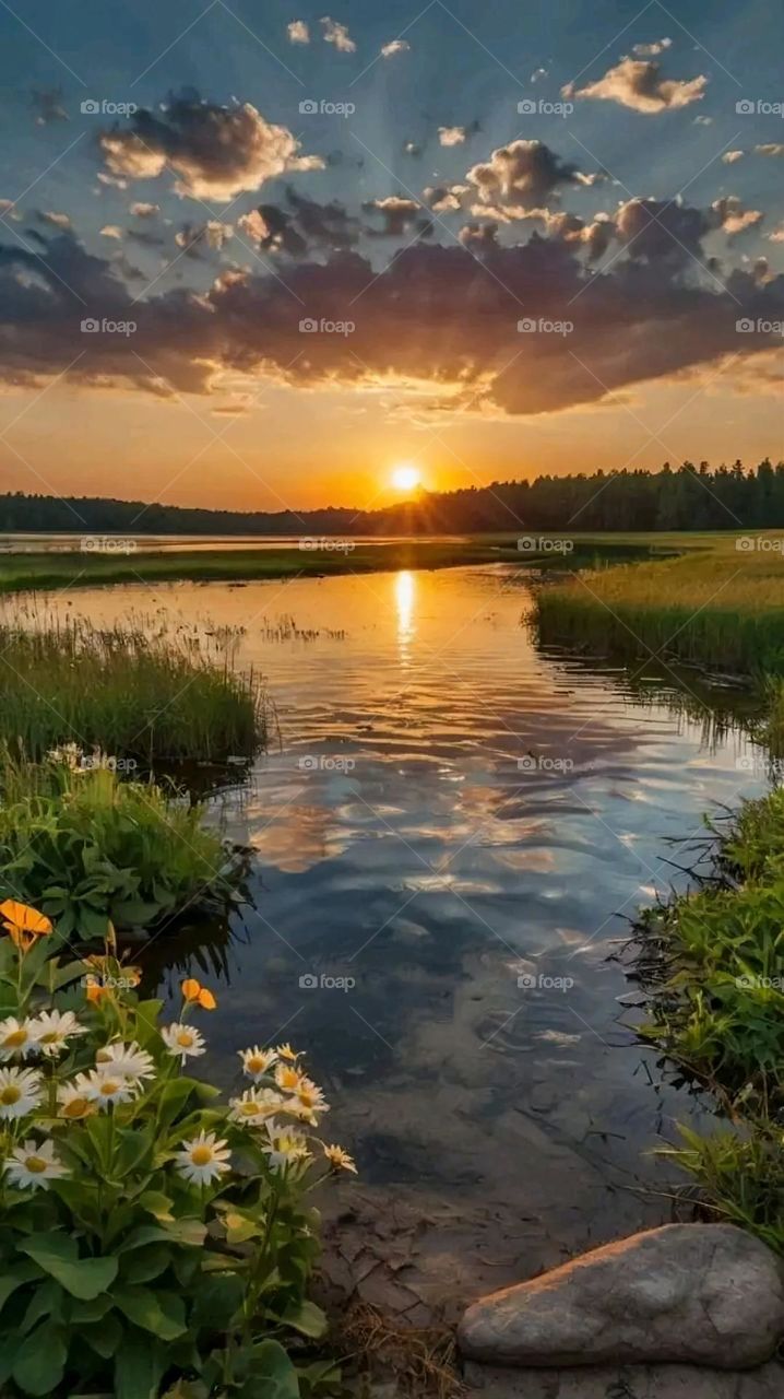 A very beautiful picture, and there is no better picture than it. There is no better picture of green herbs and colorful, red and white roses than it. Glory be to God, the natural and picturesque view, and there is no more