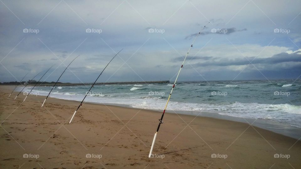 Fishing rods at beach