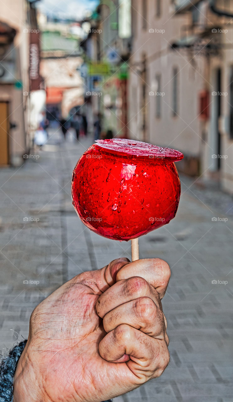 Candy apple on the stick