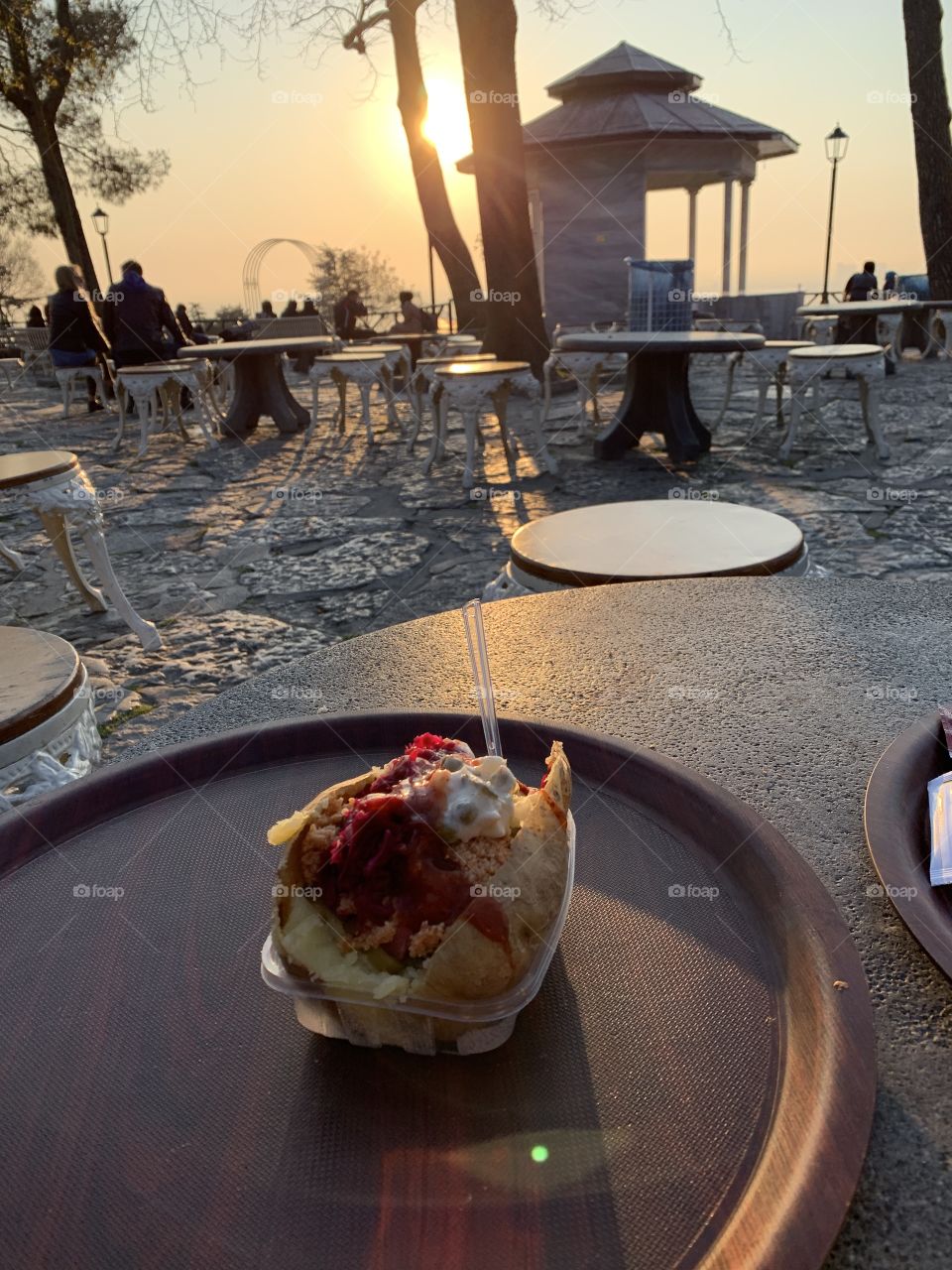Foodie with nice sunset view!