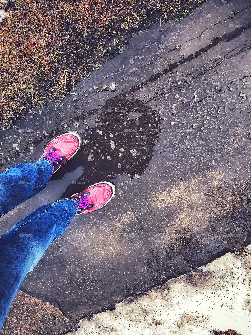 My reflection in a puddle..