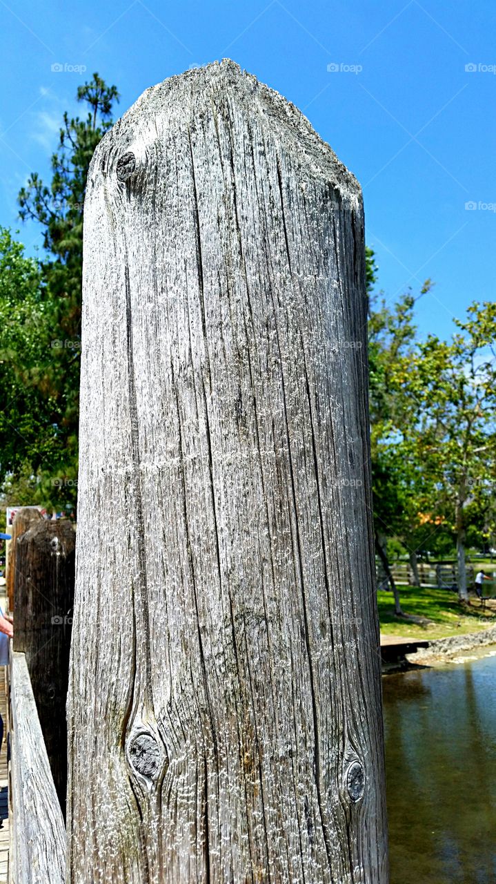 Bridge Post. Close up view of a bridge post.