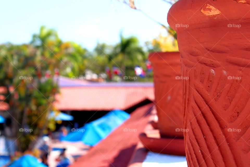 roof close up clay clay vase by lagacephotos