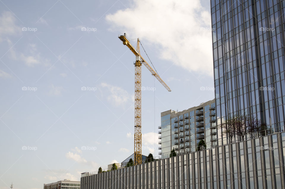 crane in action . nashville skyrise work