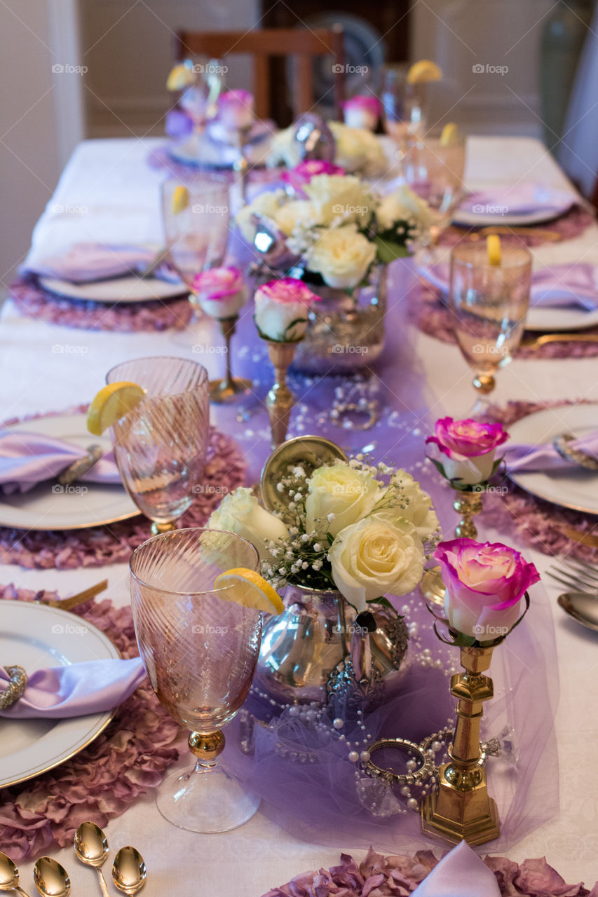 Place setting at wedding celebration