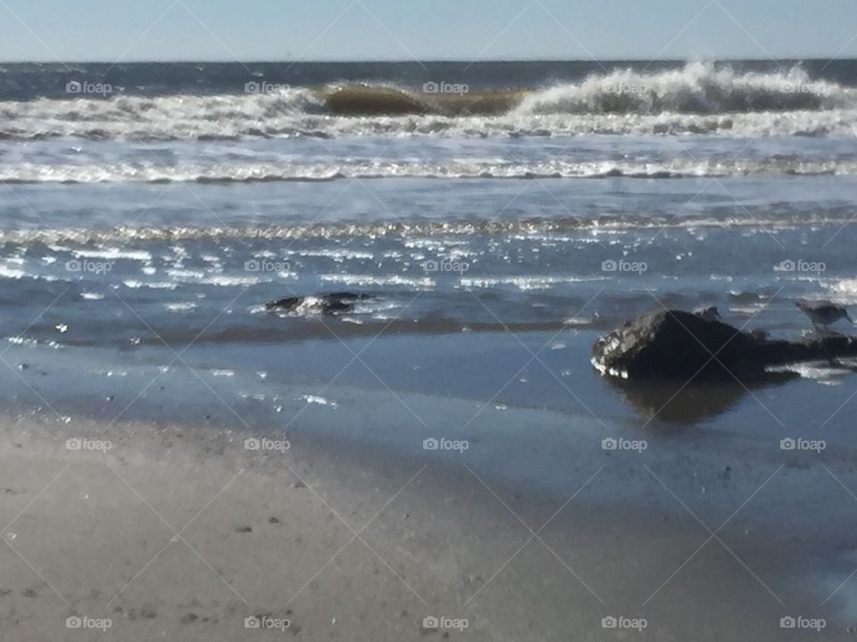 Sparkles on the Waves at the Beach