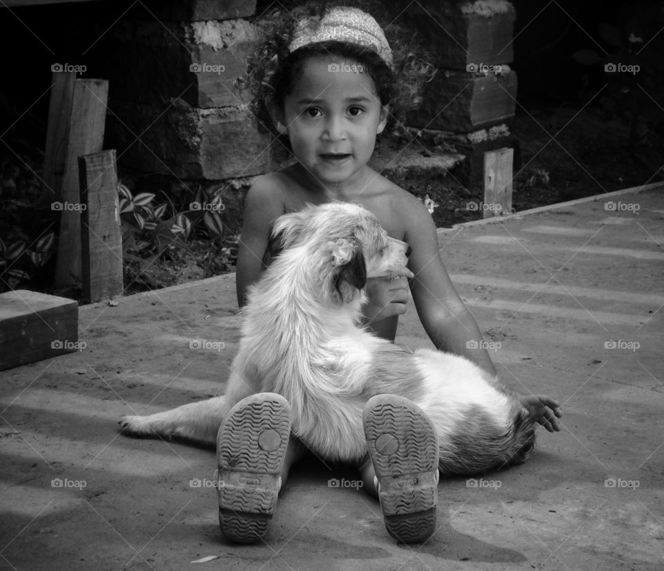 girl and dog