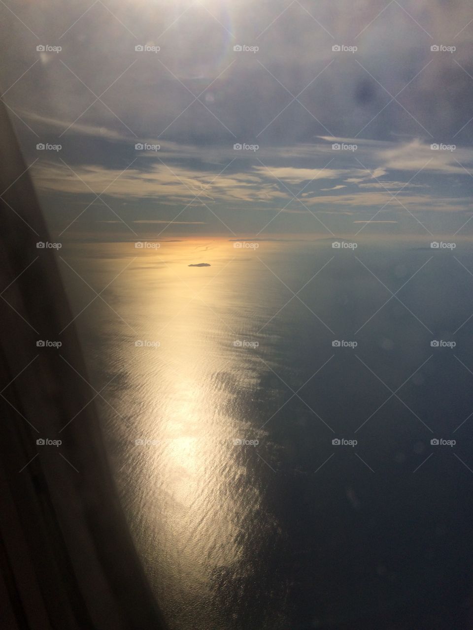 Ocean from airplane window