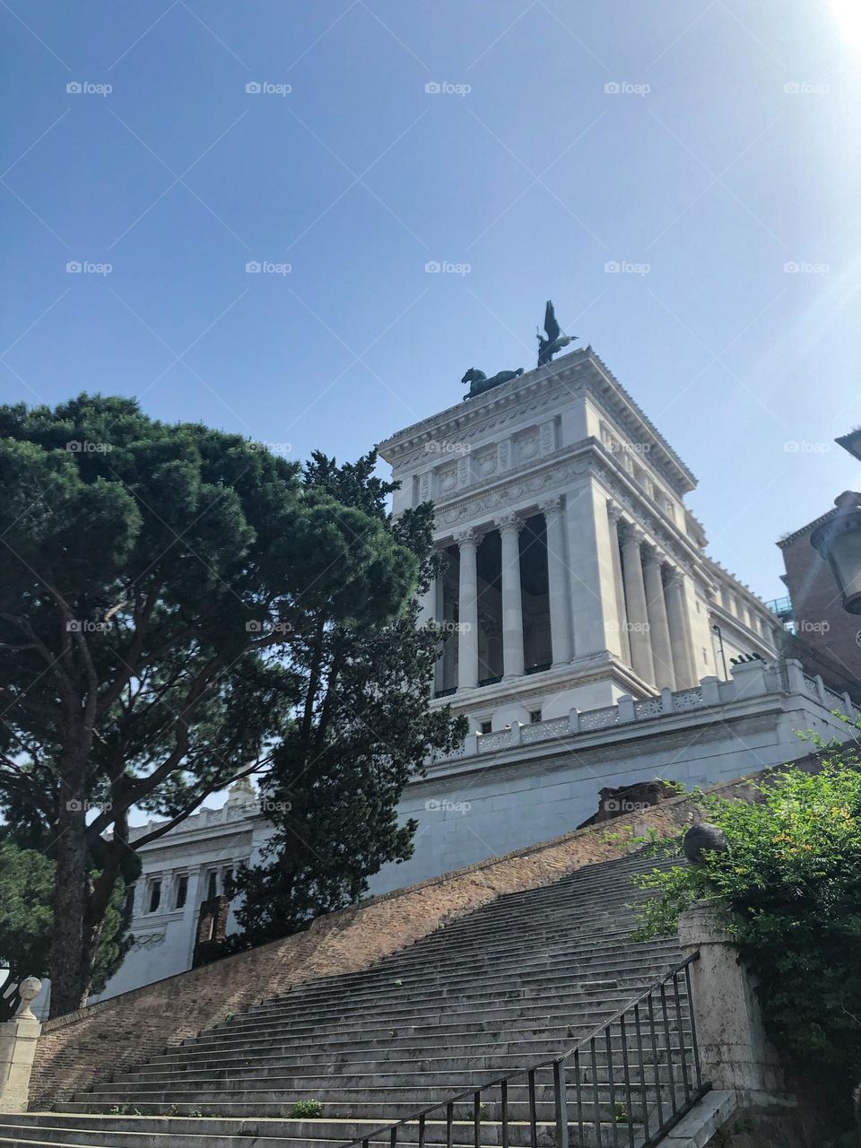 the way to Capitol Hill in Rome Italy stairs building trees rectangle 