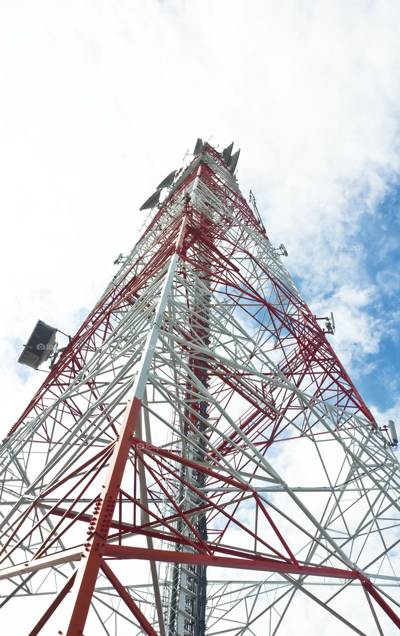 Mobile phone antenna Tower with blue sky