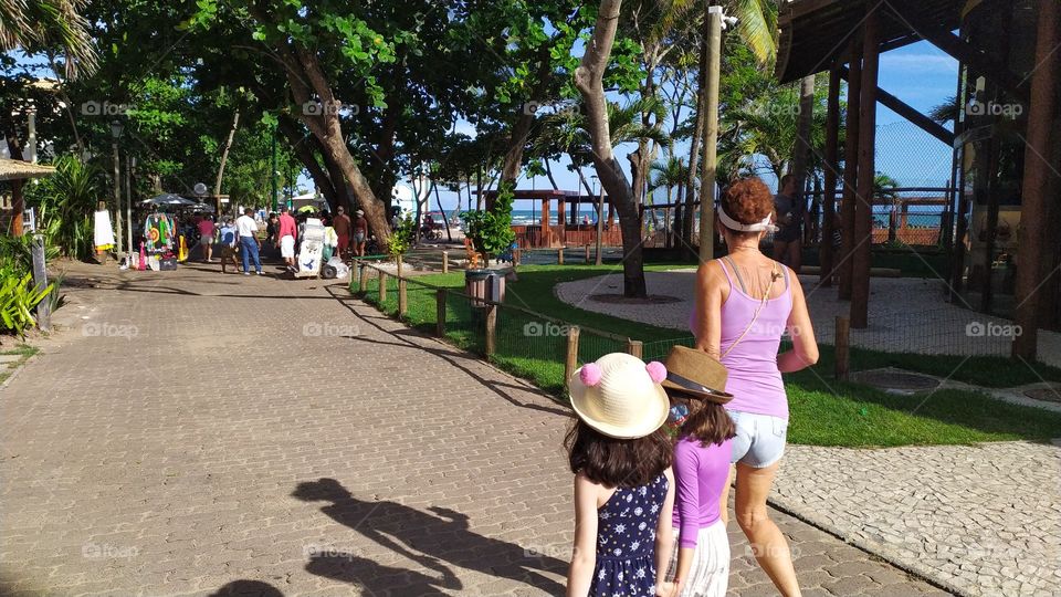 Walking with the girls at Praia do Forte Villa