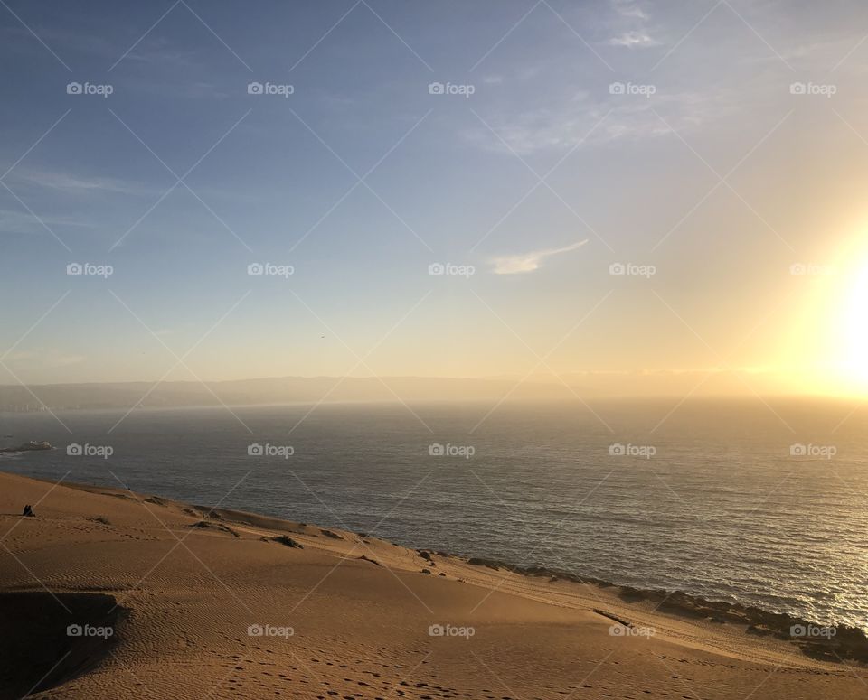 View from the dunes of the Sunset on the coastline