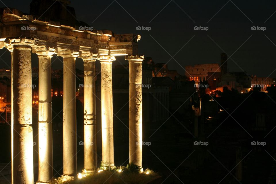 Night lights on roman ruins