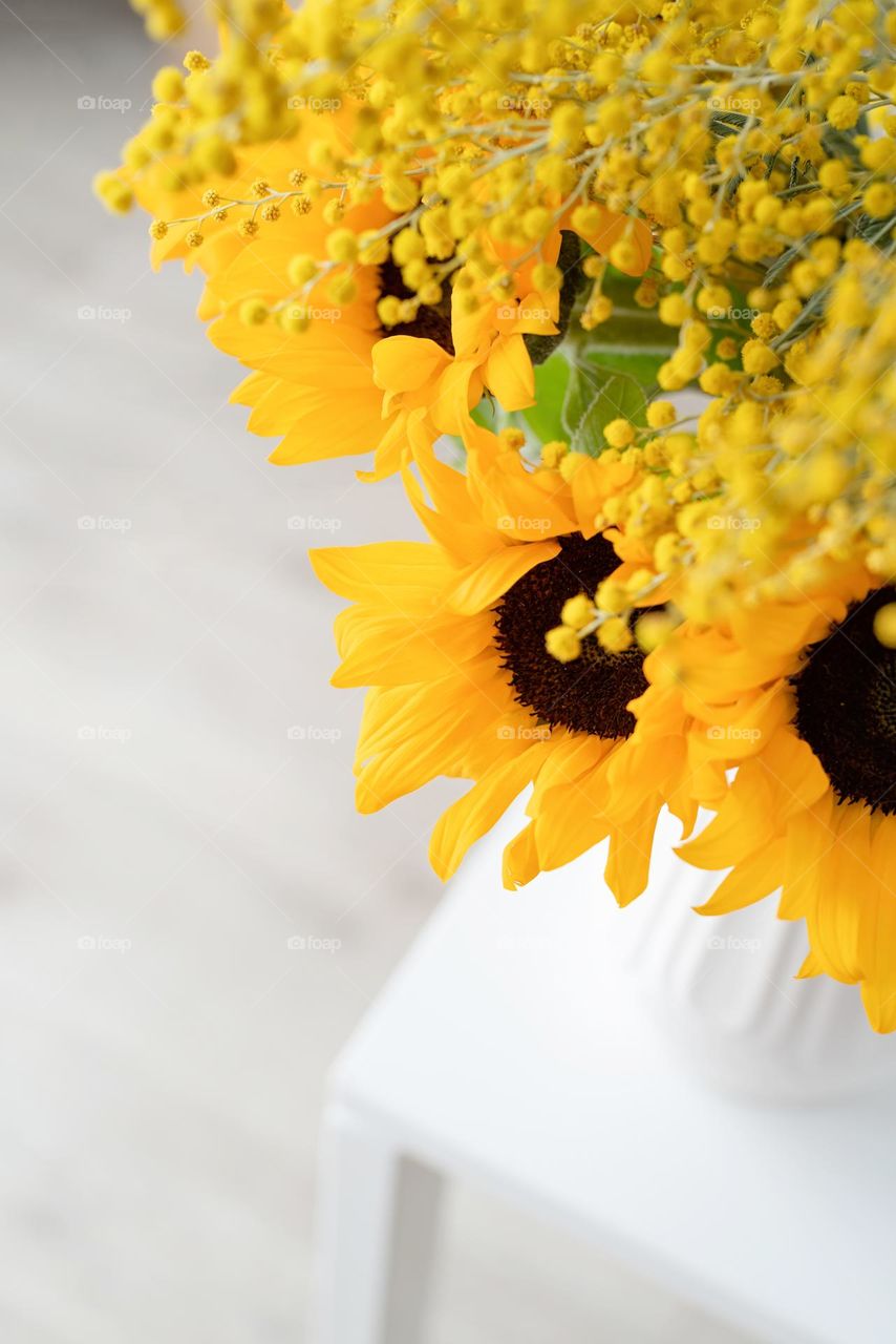 beautiful yellow flowers in the vase