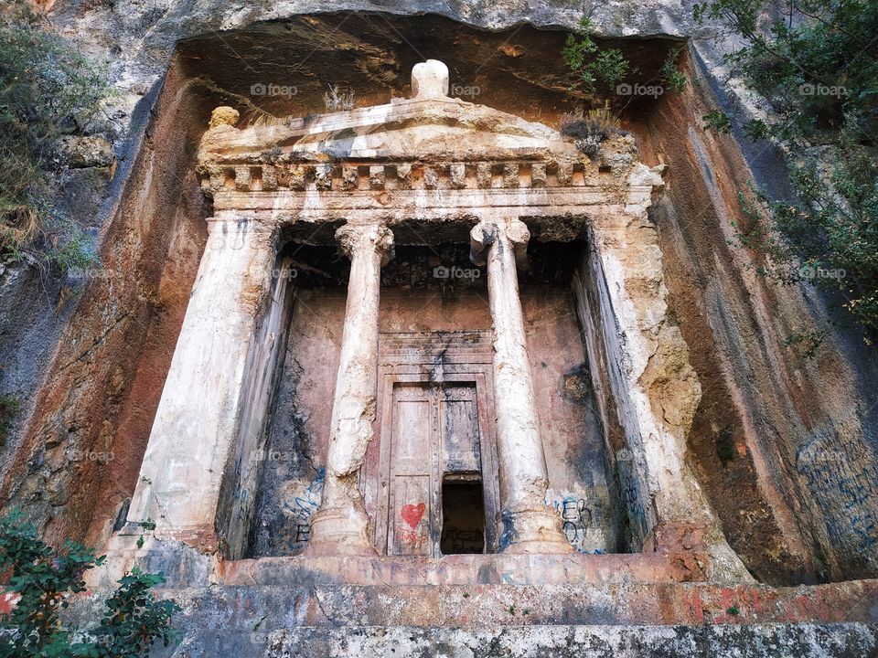 An interesting antique temple in a wall